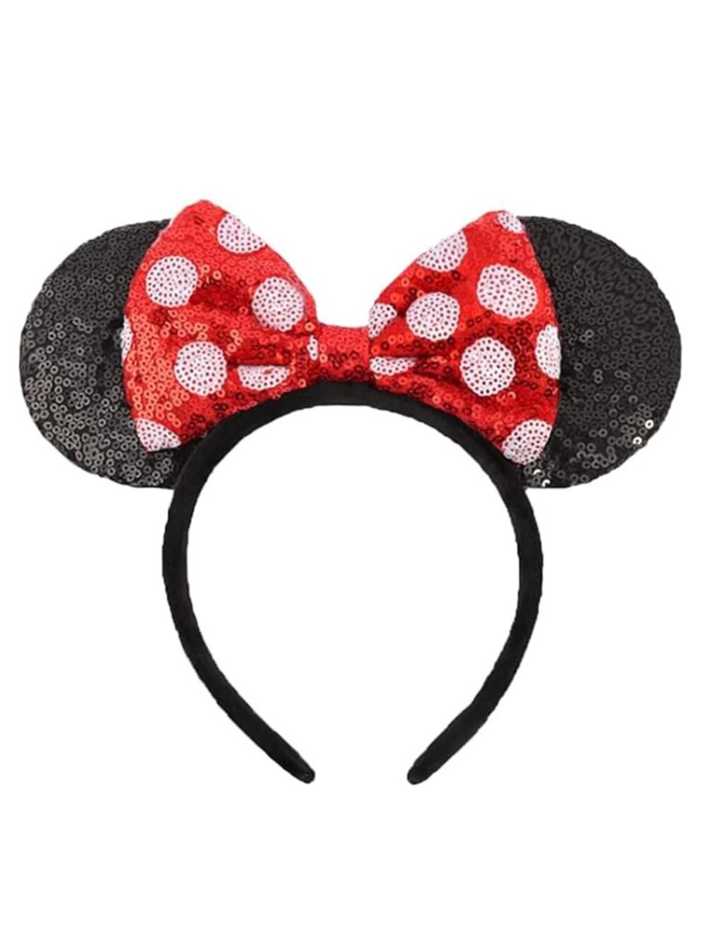 Women Red Bow Ghost plastic Anti-Slip Sequin Mickey Mouse Headband